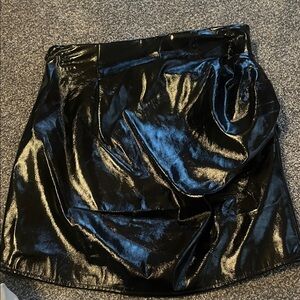 Endless Rose Glossy Black Mini Skirt